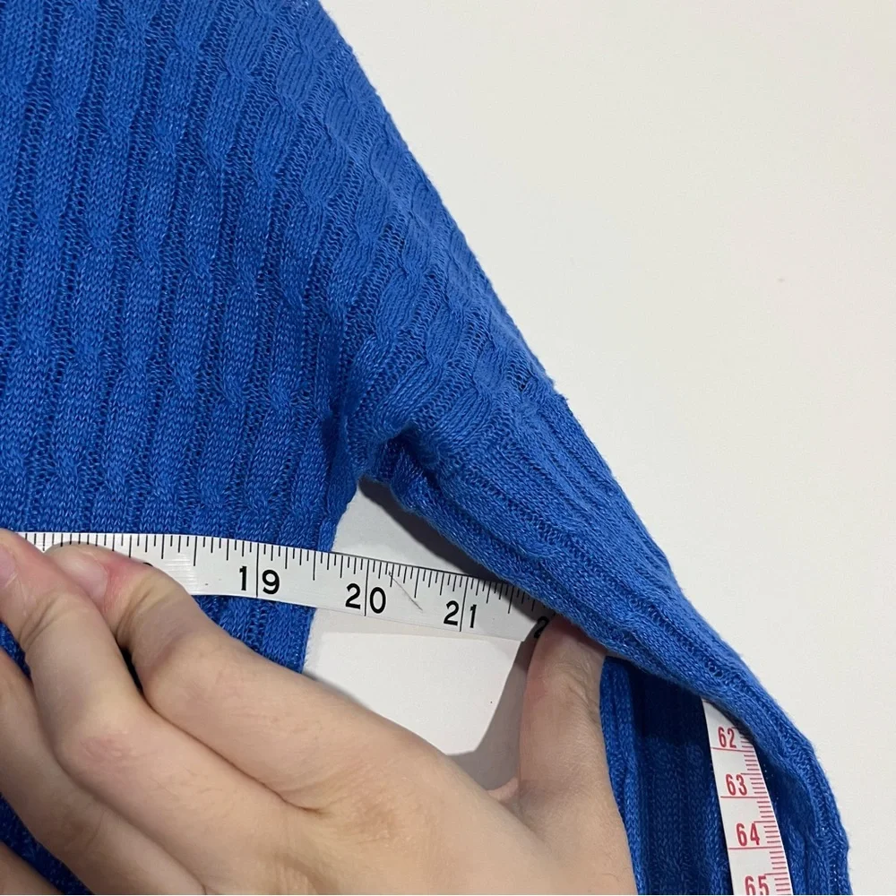 J. Crew 100% Linen Cable Open Knit Sweater XXS Royal Blue Lightweight Preppy